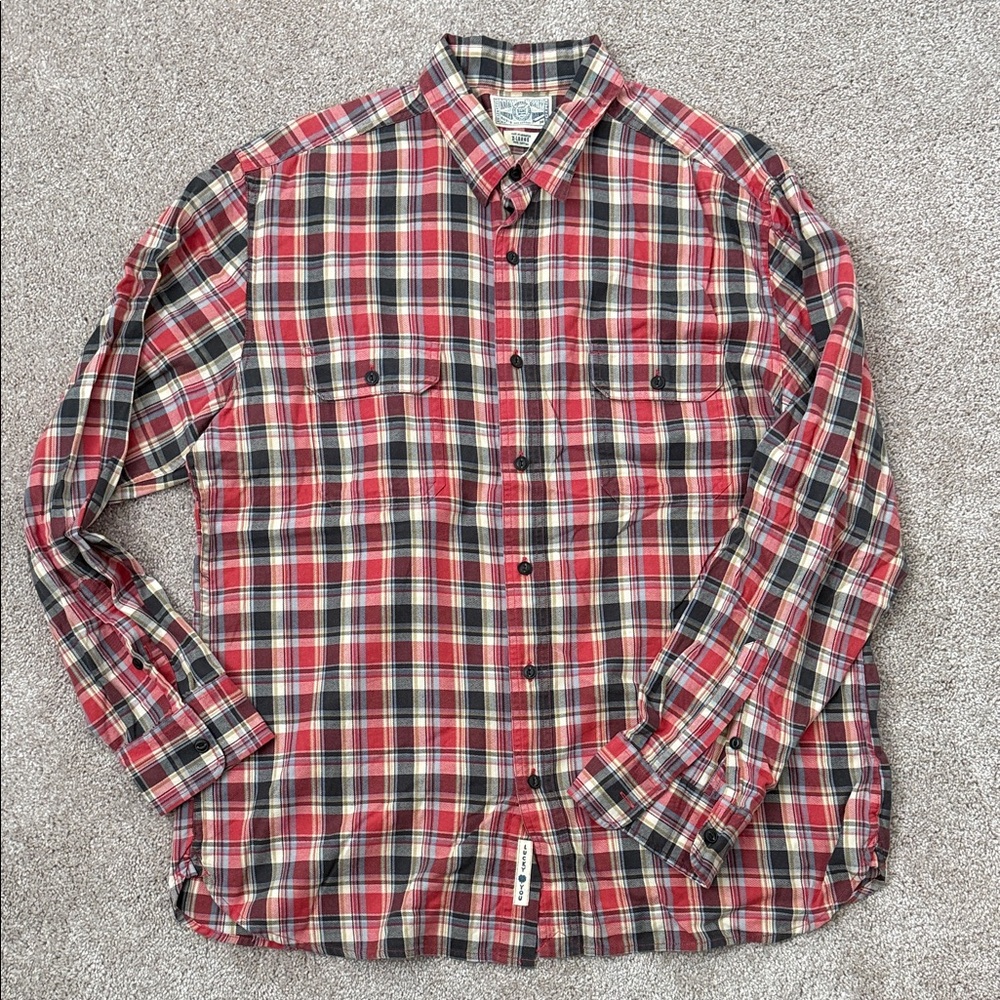 Lucky Brand Classic Red Plaid Button-Down Shirt - Men